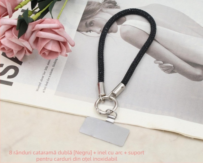 Lanier pentru telefon cu pandant metalic și cataramă metalică, unisex, șnur din bumbac elastic