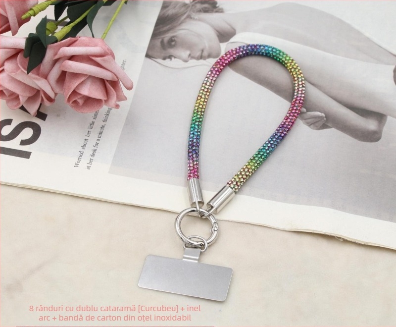 Lanier pentru telefon cu pandant metalic și cataramă metalică, unisex, șnur din bumbac elastic