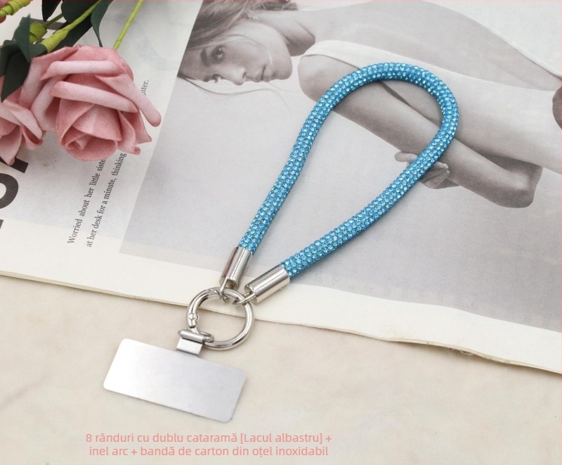 Lanier pentru telefon cu pandant metalic și cataramă metalică, unisex, șnur din bumbac elastic