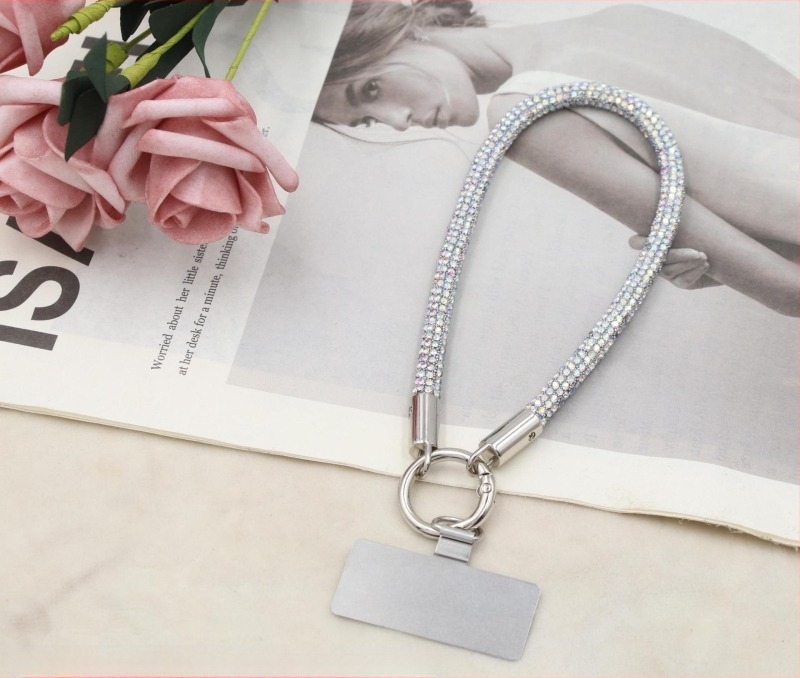 Lanier pentru telefon cu pandant metalic și cataramă metalică, unisex, șnur din bumbac elastic