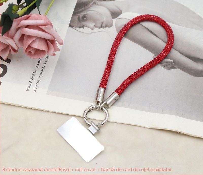 Lanier pentru telefon cu pandant metalic și cataramă metalică, unisex, șnur din bumbac elastic