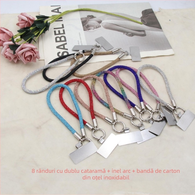 Lanier pentru telefon cu pandant metalic și cataramă metalică, unisex, șnur din bumbac elastic