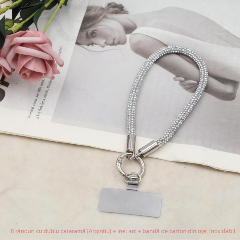 Lanier pentru telefon cu pandant metalic și cataramă metalică, unisex, șnur din bumbac elastic