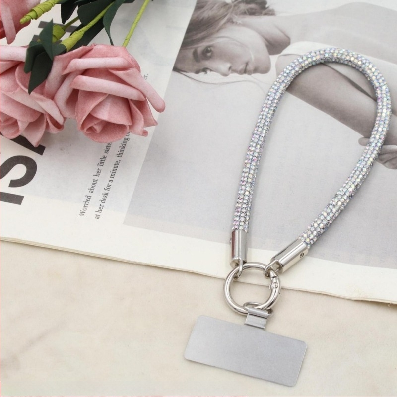 Lanier pentru telefon cu pandant metalic și cataramă metalică, unisex, șnur din bumbac elastic