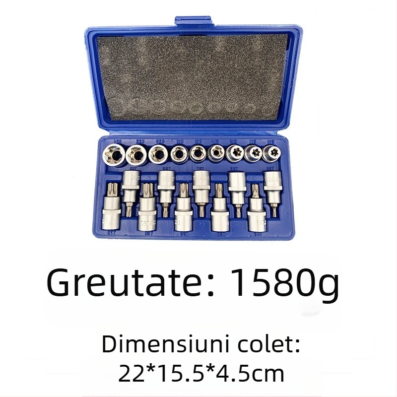 Set pneumatic pentru reparații auto, 12 piese, din oțel S2, finisaj mat, cu suprafață nervurată, MF