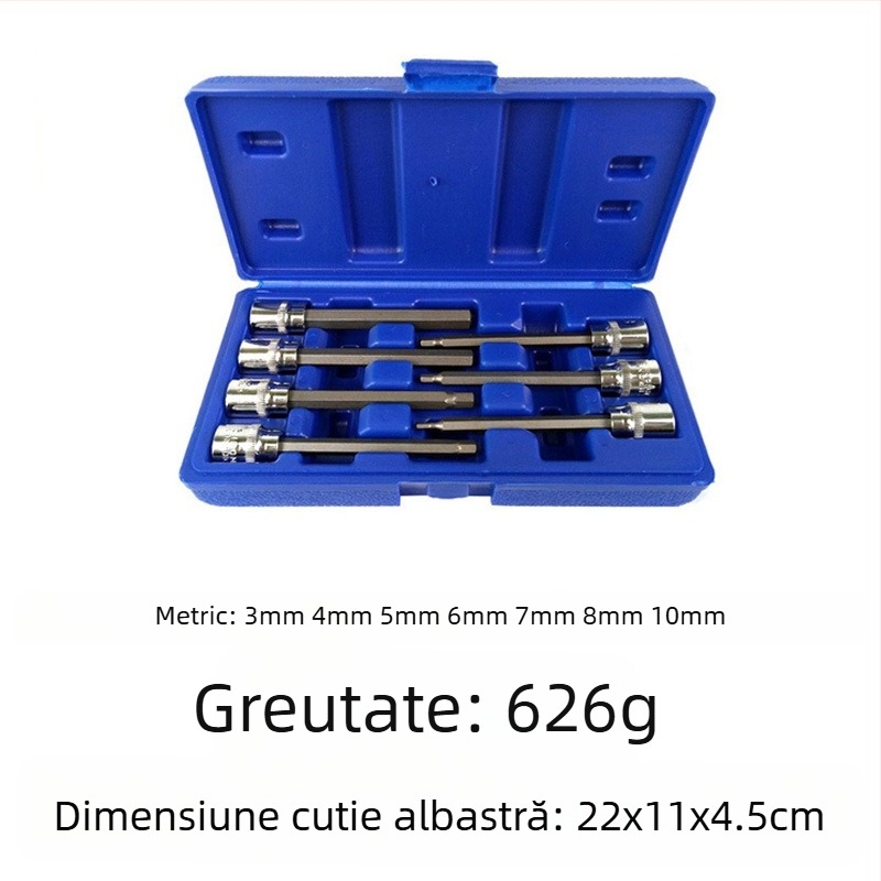Set pneumatic pentru reparații auto, 12 piese, din oțel S2, finisaj mat, cu suprafață nervurată, MF