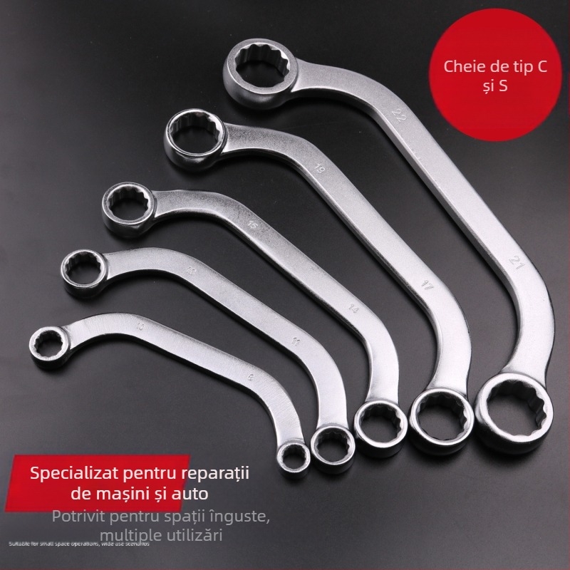 Set chei Plum Blossom, capete dublu, S/U/C, mâner curbat, oțel crom-vanadiu, 5 piese