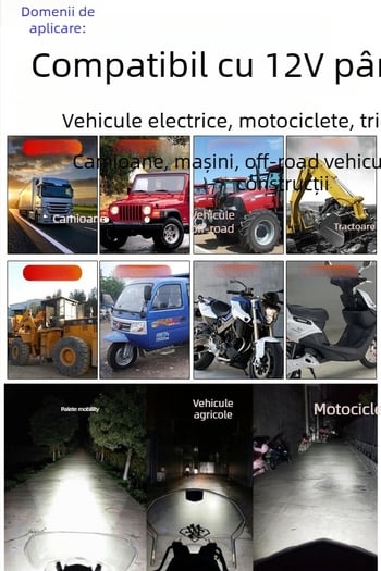 Lampă LED pentru motociclete și vehicule electrice, proiector de înaltă intensitate, 12V/24V/48V/60V