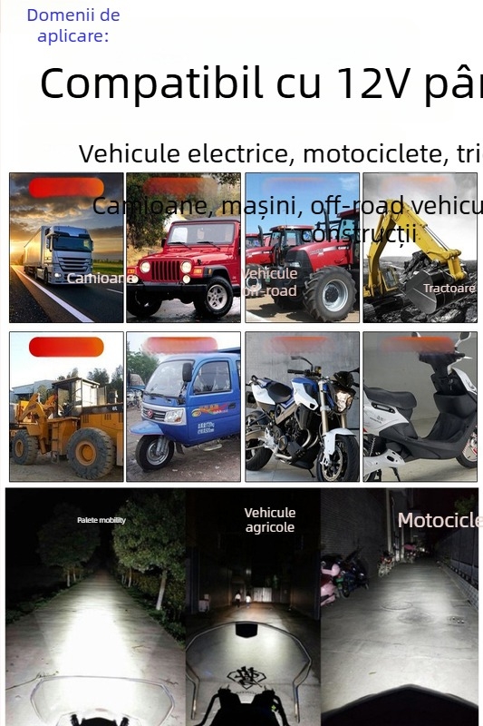 Lampă LED pentru motociclete și vehicule electrice, proiector de înaltă intensitate, 12V/24V/48V/60V