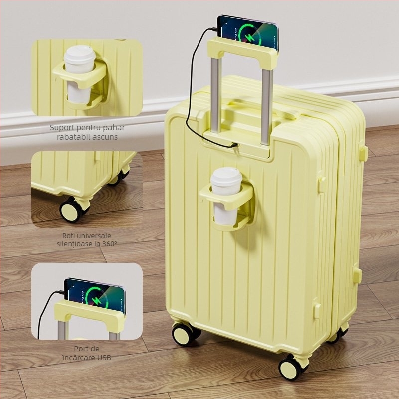 Valiză de călătorie ABS+PC, roți universale, fermoar, pentru călătorii de afaceri