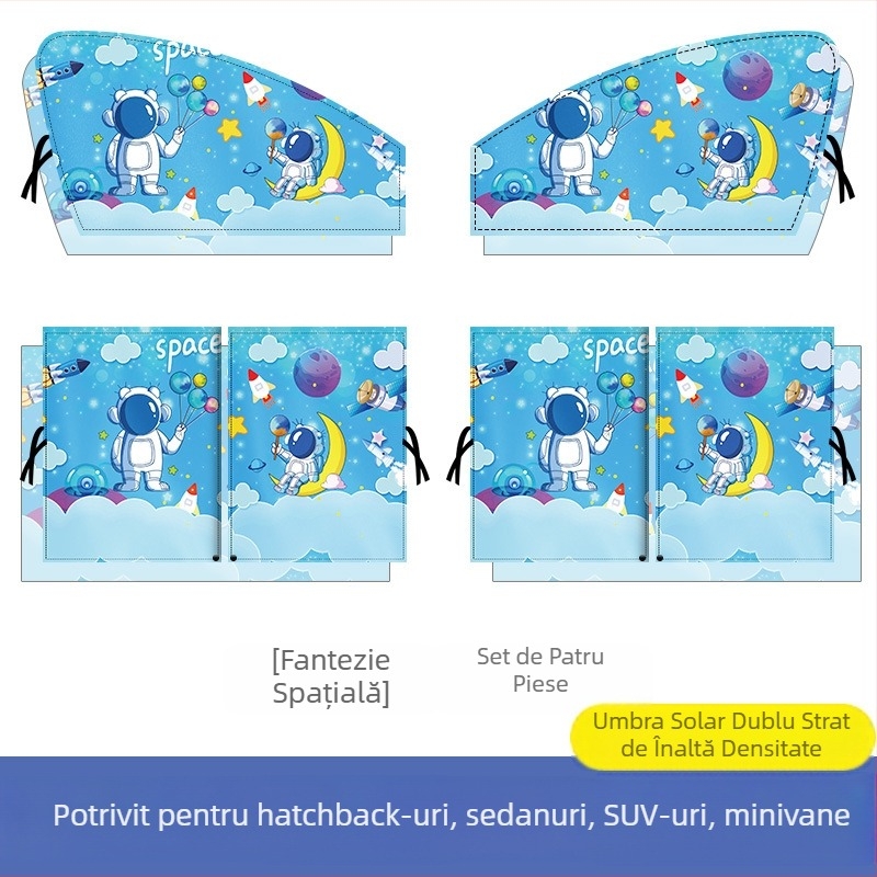 Perdea de protecție solară pentru mașină, retractabilă, cu magnet, din bandă argintie, marca On the Way.