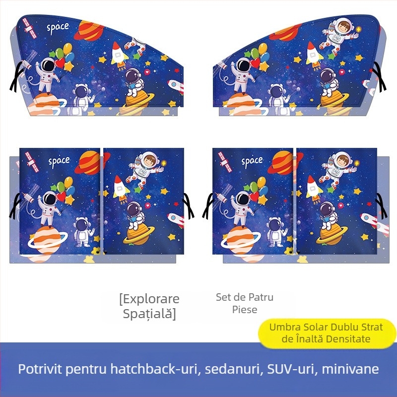 Perdea de protecție solară pentru mașină, retractabilă, cu magnet, din bandă argintie, marca On the Way.