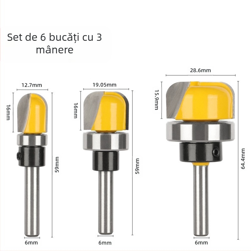 Freză de lemn pentru prelucrare pe suprafață, cu fund adânc circular, fund dublu arc, copiere șabloane, canelare și găuri pentru cheie