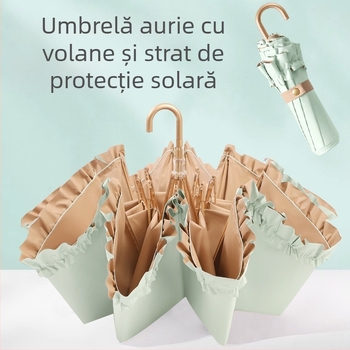 Umbrelă pliabilă cu 8 brațe, UPF >50, țesătură 190T rezistentă la impact, tijă din aliaj, rame din fibră