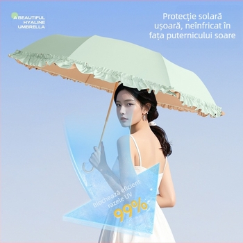 Umbrelă pliabilă cu 8 brațe, UPF >50, țesătură 190T rezistentă la impact, tijă din aliaj, rame din fibră