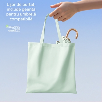 Umbrelă pliabilă cu 8 brațe, UPF >50, țesătură 190T rezistentă la impact, tijă din aliaj, rame din fibră