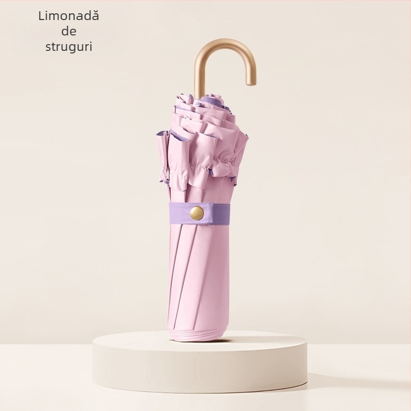 Umbrelă pliabilă cu 8 brațe, UPF >50, țesătură 190T rezistentă la impact, tijă din aliaj, rame din fibră