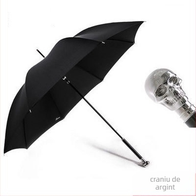 Umbrelă cu mâner lung, stil retro, cu 8 brațe, deschidere automată, țesătură 210T, rame din fibră, imprimare logo disponibil
