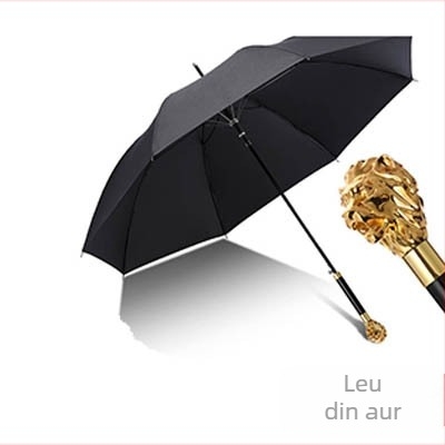 Umbrelă cu mâner lung, stil retro, cu 8 brațe, deschidere automată, țesătură 210T, rame din fibră, imprimare logo disponibil