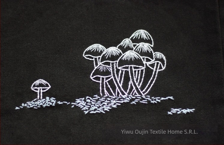 Kit sashiko de broderie – geantă din pânză de bumbac, model cu flori, kit de broderie cross-stitch, tip de broderie: alte tipuri