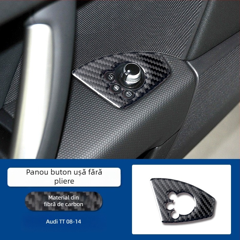 Audi TT (2008-2014) kit de modificare interior din fibră de carbon reală, cu integrare a consolei centrale, acționare a geamurilor și componente pentru faruri; personalizare disponibilă; imprimare a logo-ului