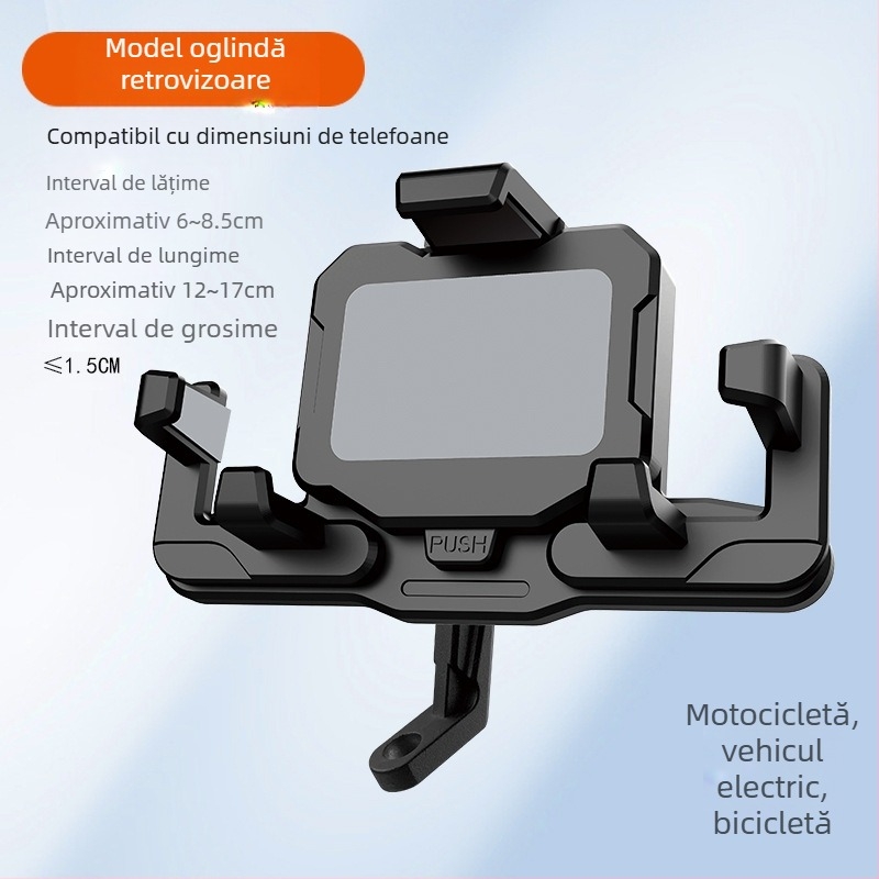 Suport telefon pentru motocicletă și bicicletă electrică – antișoc, din nylon și metal, navigație stabilă