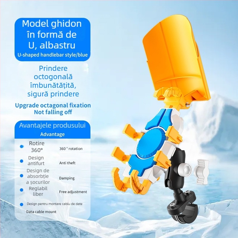 Suport telefon pentru motocicletă și bicicletă electrică – antișoc, din nylon și metal, navigație stabilă