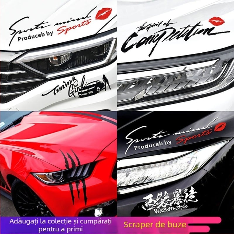 Decaluri pentru sprâncenele farurilor auto cu texte personalizate, material epoxidic, adeziv anti-coliziune, universal