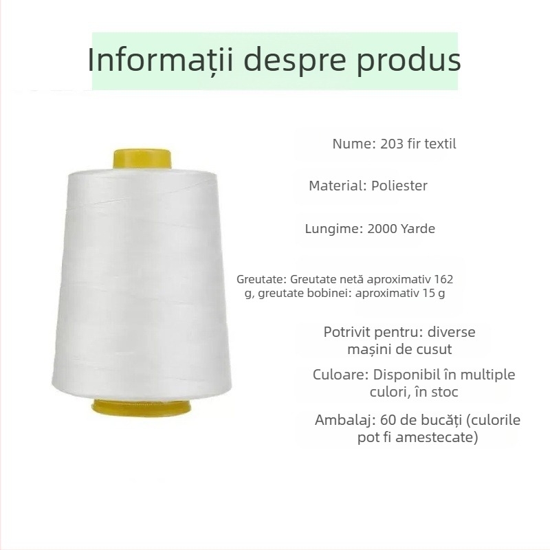 Ață de cusut, viteză mare, poliester-spandex, South Village, pentru haine și textile de casă