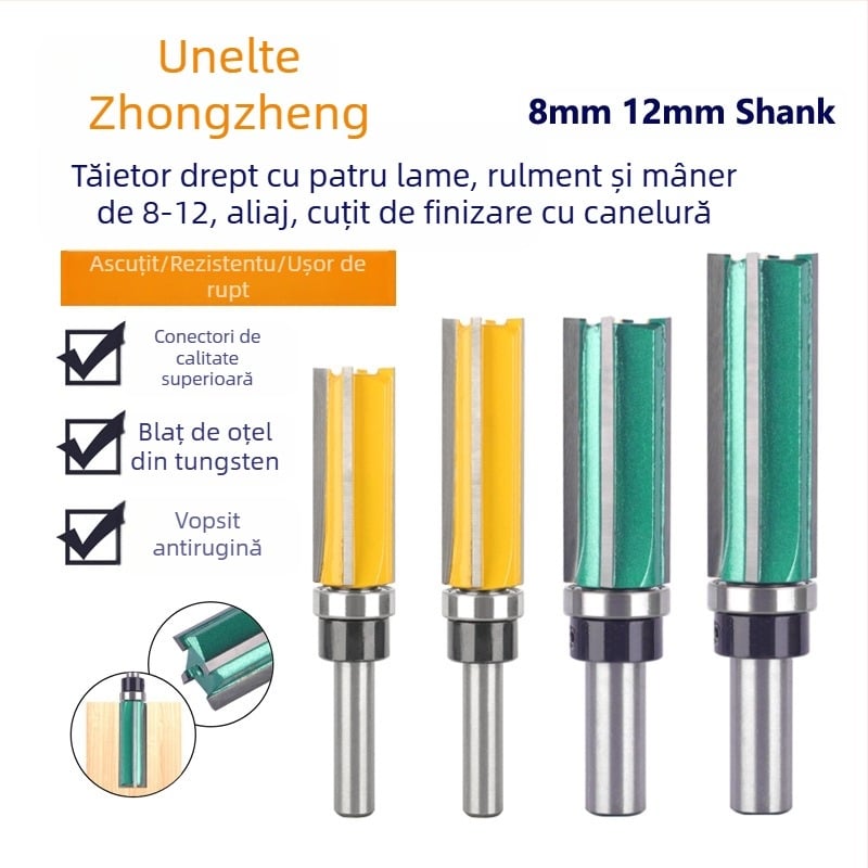 Freză laterală PTA din carbură cimentată, cu 4 muchii de tăiere, diametrul 16/21 mm, mandrină Ø8/12 mm