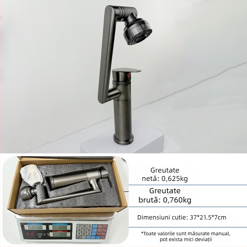 Robinet chiuvetă - oțel inoxidabil, amestec cald/rece, cartuș ceramic, montaj pe bază, 0–70°C