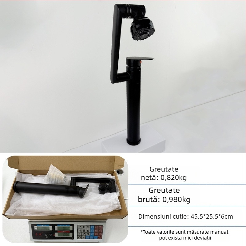 Robinet chiuvetă - oțel inoxidabil, amestec cald/rece, cartuș ceramic, montaj pe bază, 0–70°C