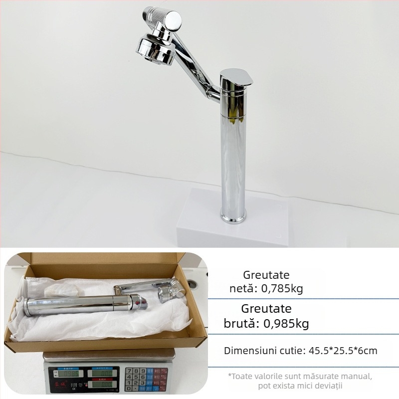 Robinet chiuvetă - oțel inoxidabil, amestec cald/rece, cartuș ceramic, montaj pe bază, 0–70°C