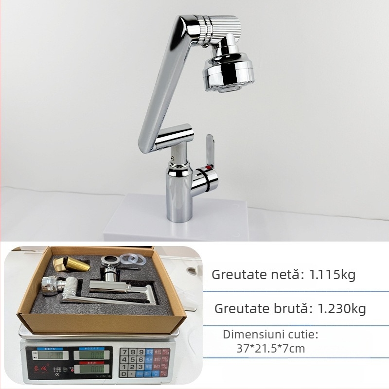 Robinet chiuvetă - oțel inoxidabil, amestec cald/rece, cartuș ceramic, montaj pe bază, 0–70°C