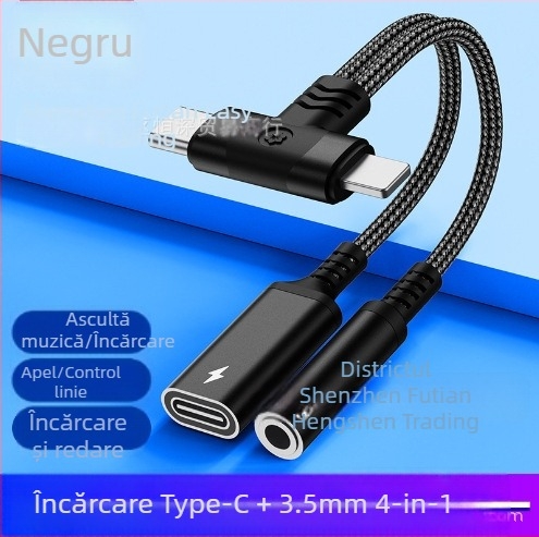 Adaptor audio și încărcare 2-în-1 USB-C și Lightning pentru dispozitive Apple, Samsung și Google (model HS-118)