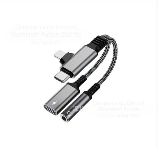 Adaptor audio și încărcare 2-în-1 USB-C și Lightning pentru dispozitive Apple, Samsung și Google (model HS-118)