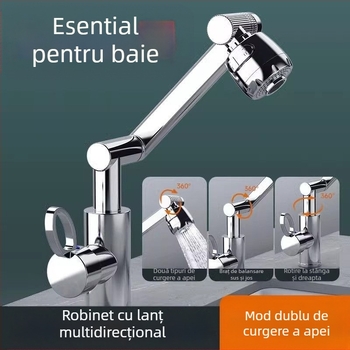 Lucky Cat robinet universal pentru chiuvetă – disc ceramic în valvă, corp din plastic, apă caldă/rece, rotire la 360°