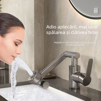 Lucky Cat robinet universal pentru chiuvetă – disc ceramic în valvă, corp din plastic, apă caldă/rece, rotire la 360°