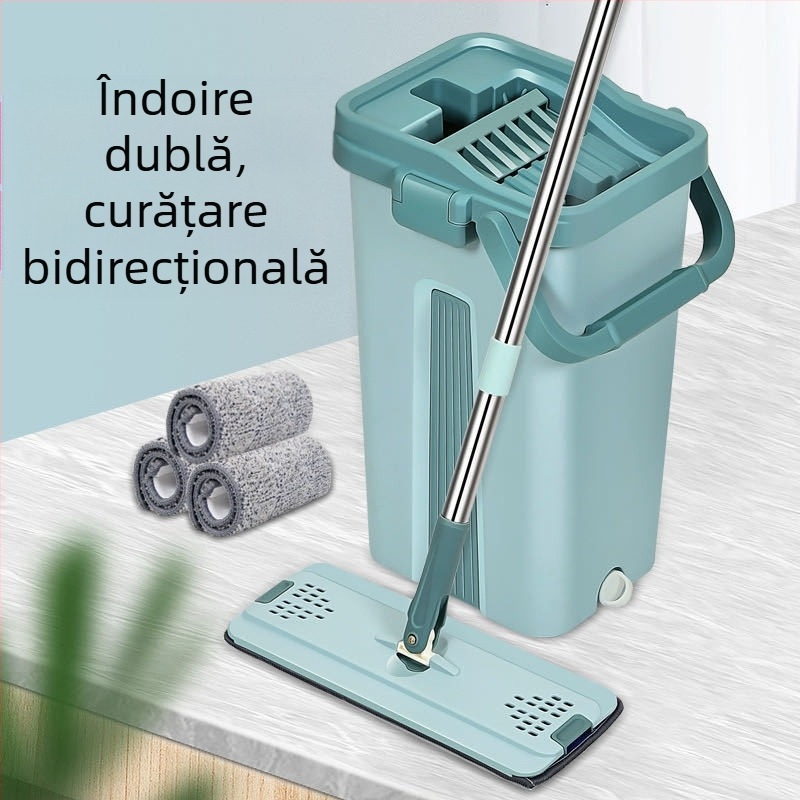 Mop plat Thai shide – microfibră, tijă din oțel inoxidabil, randament de uscare 50–60%, tip Velcro pentru praf