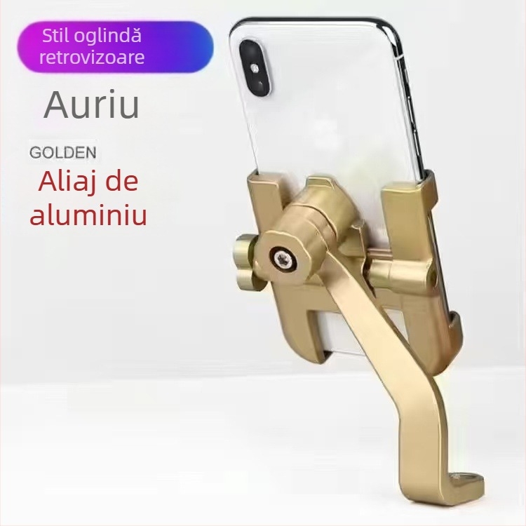 Suport pentru telefon pentru vehicule electrice din aliaj de aluminiu - antișoc, versiune cu încărcare, suport de navigație