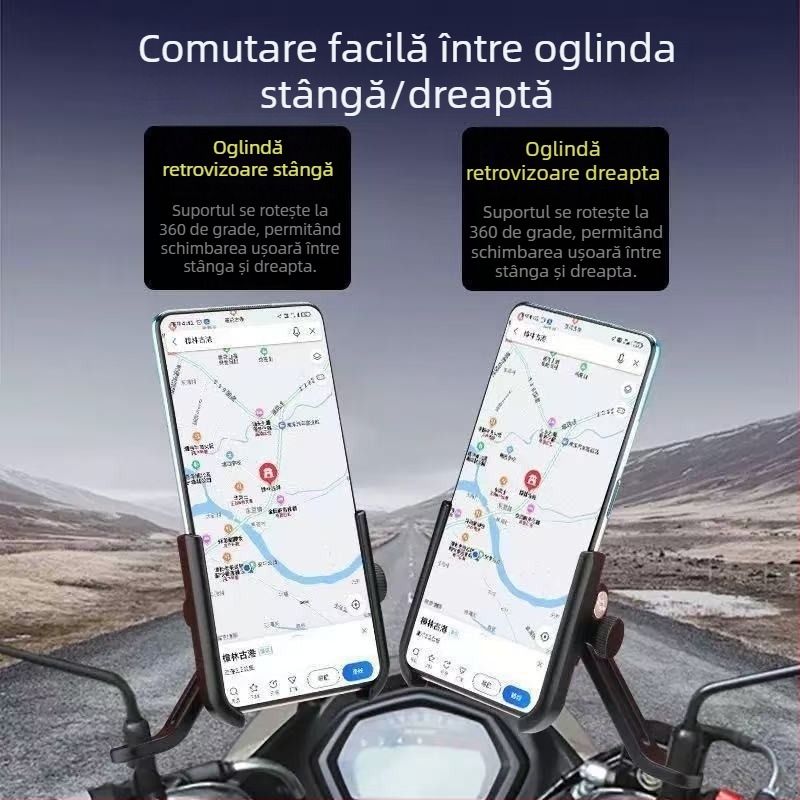 Suport pentru telefon pentru vehicule electrice din aliaj de aluminiu - antișoc, versiune cu încărcare, suport de navigație