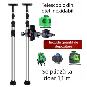 Trepied pentru nivel laser cu înălțime reglabilă, suport infraroșu, tijă telescopică îngroșată, montaj universal pentru tavan