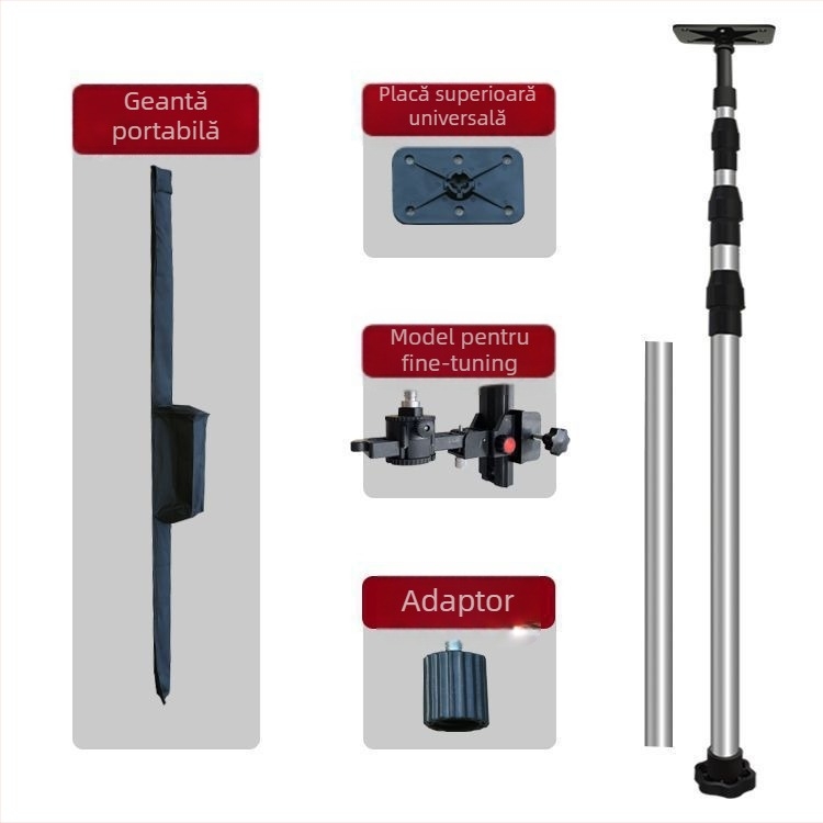 Trepied pentru nivel laser cu înălțime reglabilă, suport infraroșu, tijă telescopică îngroșată, montaj universal pentru tavan