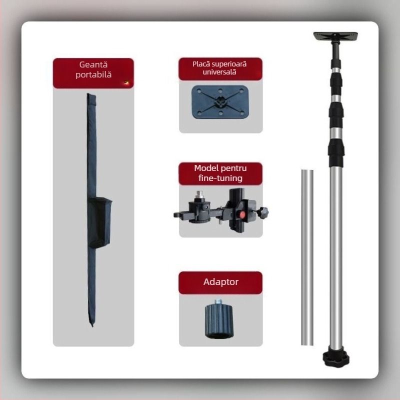 Trepied pentru nivel laser cu înălțime reglabilă, suport infraroșu, tijă telescopică îngroșată, montaj universal pentru tavan