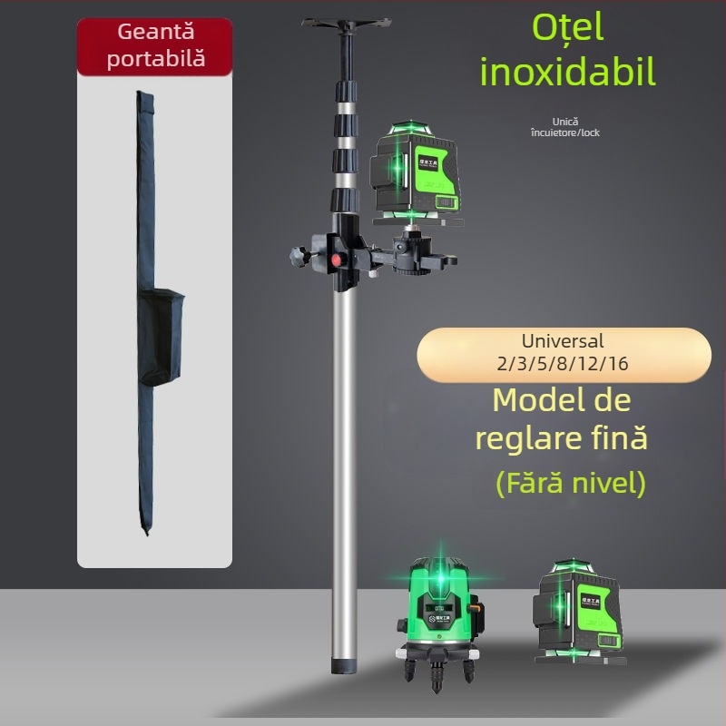 Trepied pentru nivel laser cu înălțime reglabilă, suport infraroșu, tijă telescopică îngroșată, montaj universal pentru tavan