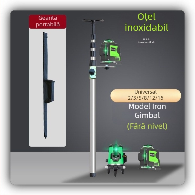 Trepied pentru nivel laser cu înălțime reglabilă, suport infraroșu, tijă telescopică îngroșată, montaj universal pentru tavan