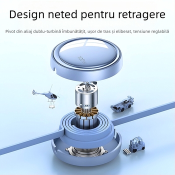 Cablu de date telescopic 3 în 1, încărcare rapidă de 100W, Lightning, Micro USB și USB-C, lungime reglabilă de la 1 m la 2 m