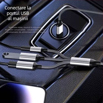 Hub USB-C cu 3 porți OTG, USB 2.0, nucleu din cupru, 28 cm lungime