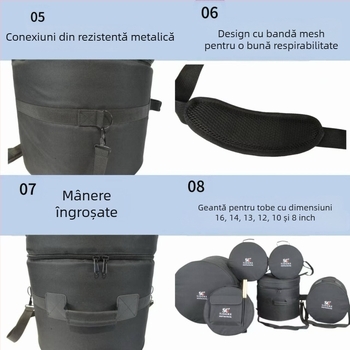SGTJSGRX Set de huse pentru tobe – Material poliester, căptușeală poliester, protecție a coloanei vertebrale, reduce povara, pentru depozitare acasă