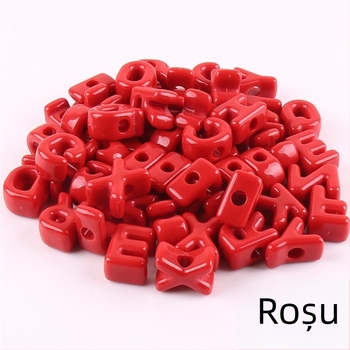 Perle libere – Perle acrilice cu găuri mari cu litere în alfabetul englez, componente DIY pentru bijuterii, finisaj cu vopsea de cuptor, stil modern, model totem